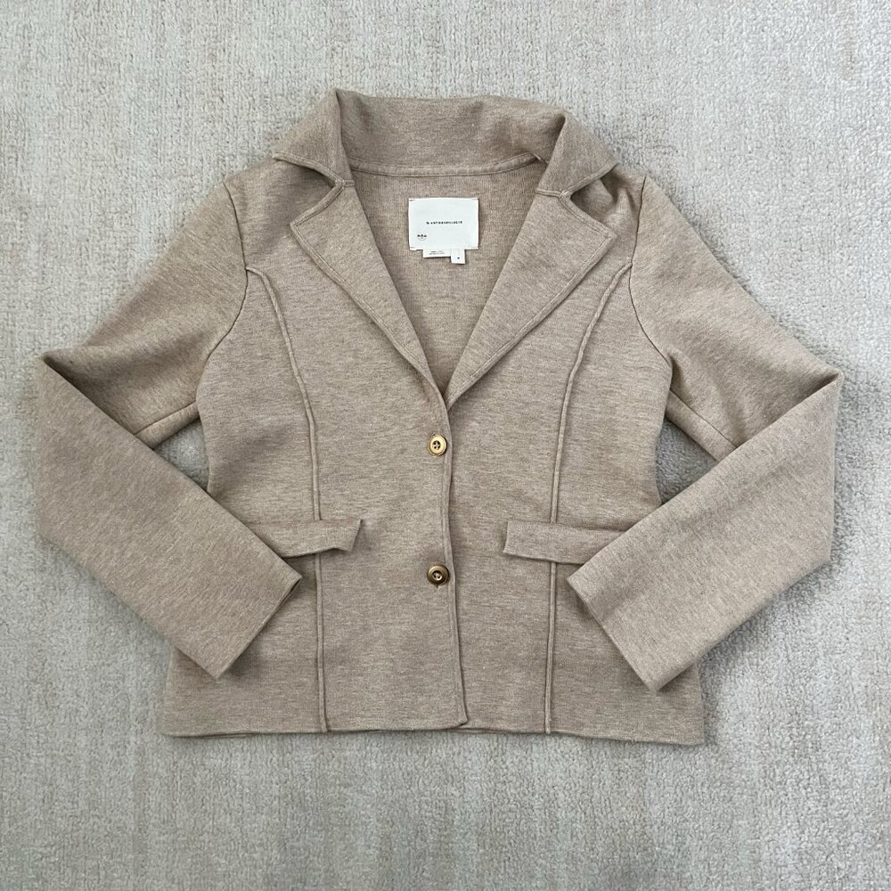 by Anthropologie Tan Cardigan Sweater Blazer Jacket M